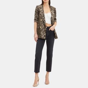 L’Agence Taryn Leopard Print Silk Blazer